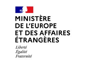 Logo mit Schrift: Ministère De L'europe et des Affaires Étrangères. Liberté, Egalité, Fraternité