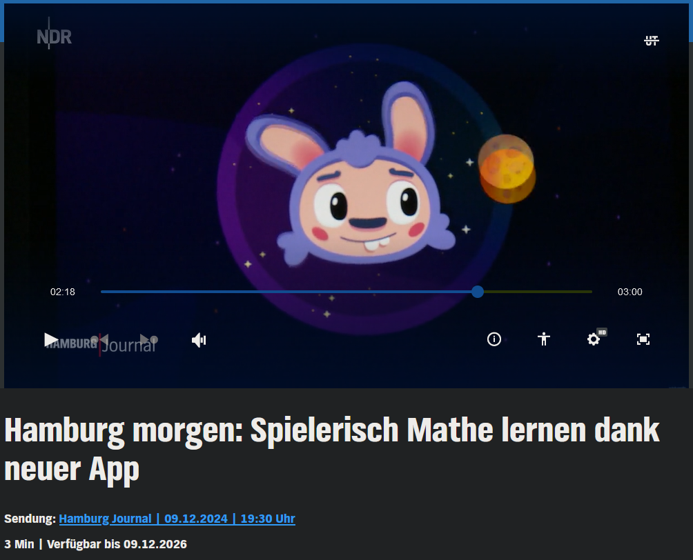 Mabio beim NDR – Hamburg morgen: Spielerisch Mathe lernen dank neuer App